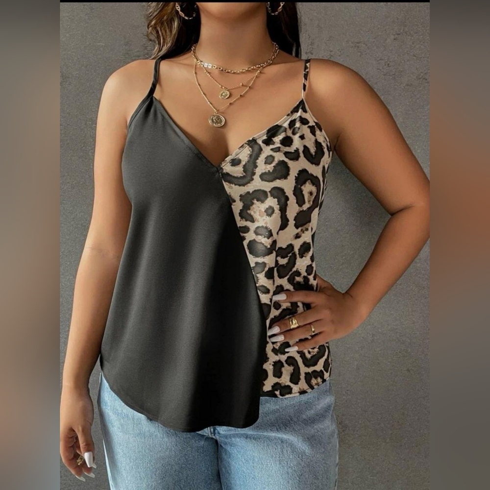 Leopard and black tank top